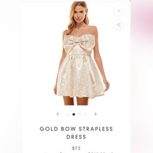 Gold Bow strapless dress from the Pink Peach boutique